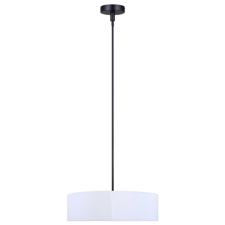 Canarm Carmynn 22in 1-Light LED Chandelier | Matte Black and White Fabric Shade | Dining Room & Living Room | Model LCH288A22BK