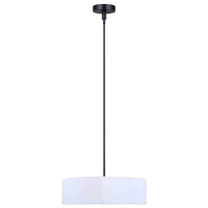 Canarm Carmynn 22in 1-Light LED Chandelier | Matte Black and White Fabric Shade | Dining Room & Living Room | Model LCH288A22BK