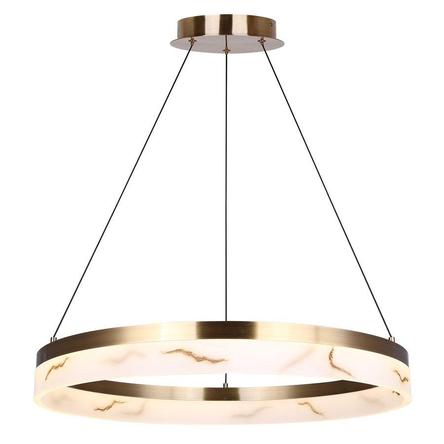Canarm Elynn 23in 1-Light LED Chandelier | Gold and Marble Acrylic | Dining Room & Living Room | 23.5 x 23.5 x 18 in | Model LCH294A24GD