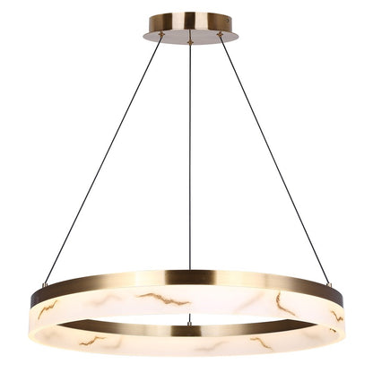 Canarm Elynn 23in 1-Light LED Chandelier | Gold and Marble Acrylic | Dining Room & Living Room | 23.5 x 23.5 x 18 in | Model LCH294A24GD