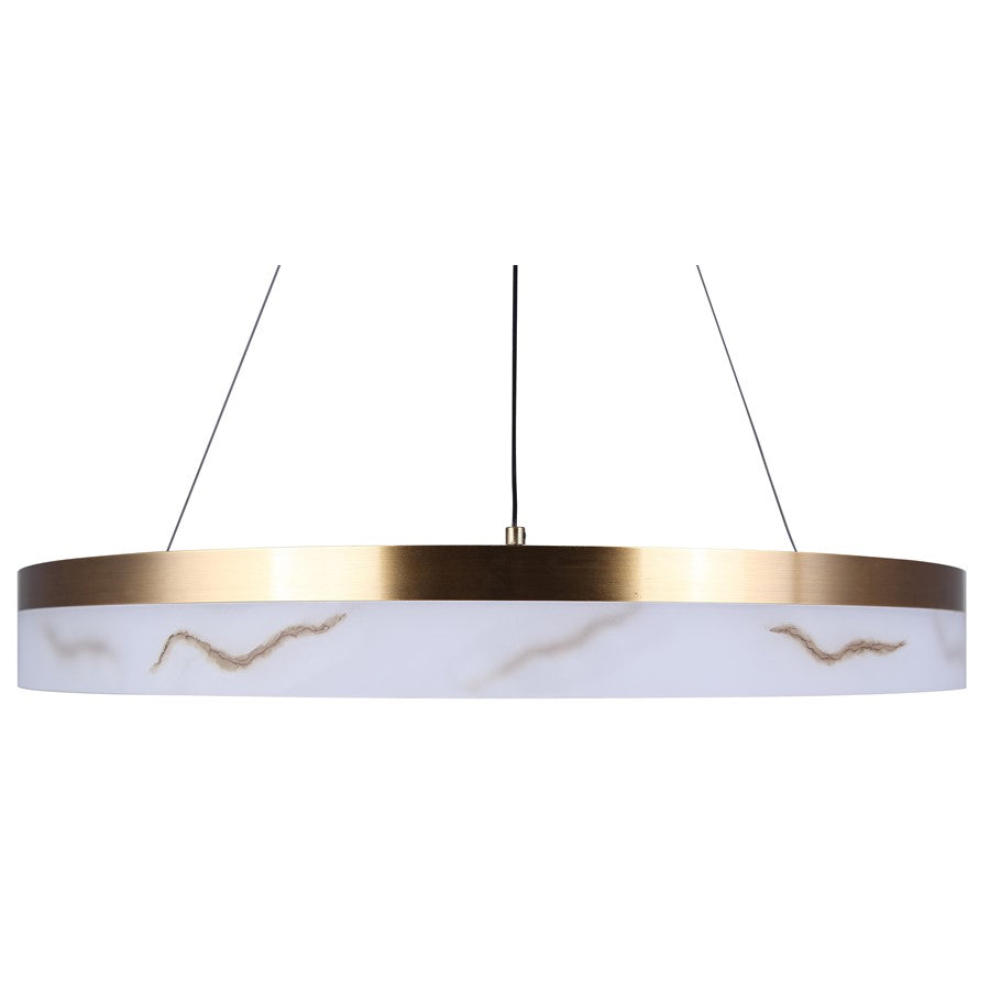Canarm Elynn 23in 1-Light LED Chandelier | Gold and Marble Acrylic | Dining Room & Living Room | 23.5 x 23.5 x 18 in | Model LCH294A24GD