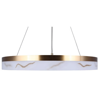 Canarm Elynn 23in 1-Light LED Chandelier | Gold and Marble Acrylic | Dining Room & Living Room | 23.5 x 23.5 x 18 in | Model LCH294A24GD