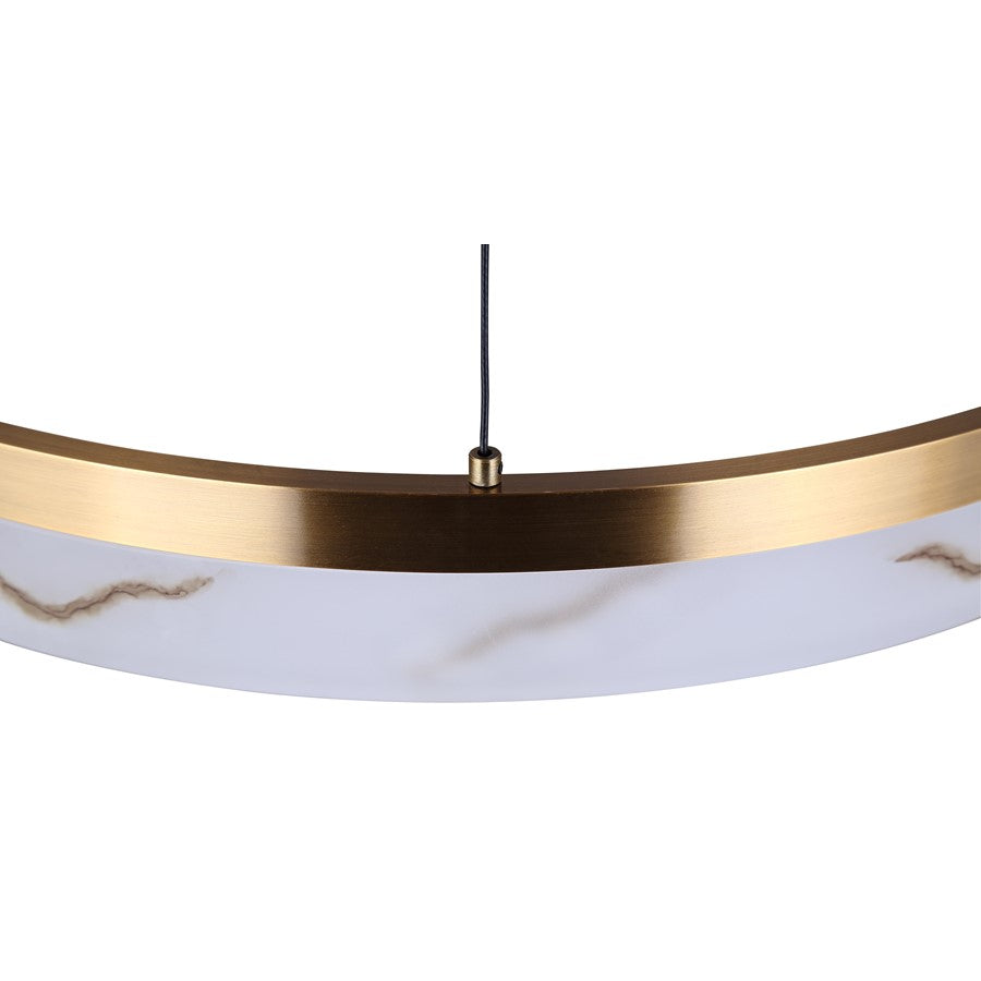 Canarm Elynn 23in 1-Light LED Chandelier | Gold and Marble Acrylic | Dining Room & Living Room | 23.5 x 23.5 x 18 in | Model LCH294A24GD