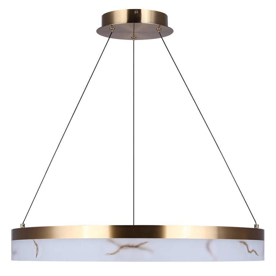 Canarm Elynn 23in 1-Light LED Chandelier | Gold and Marble Acrylic | Dining Room & Living Room | 23.5 x 23.5 x 18 in | Model LCH294A24GD