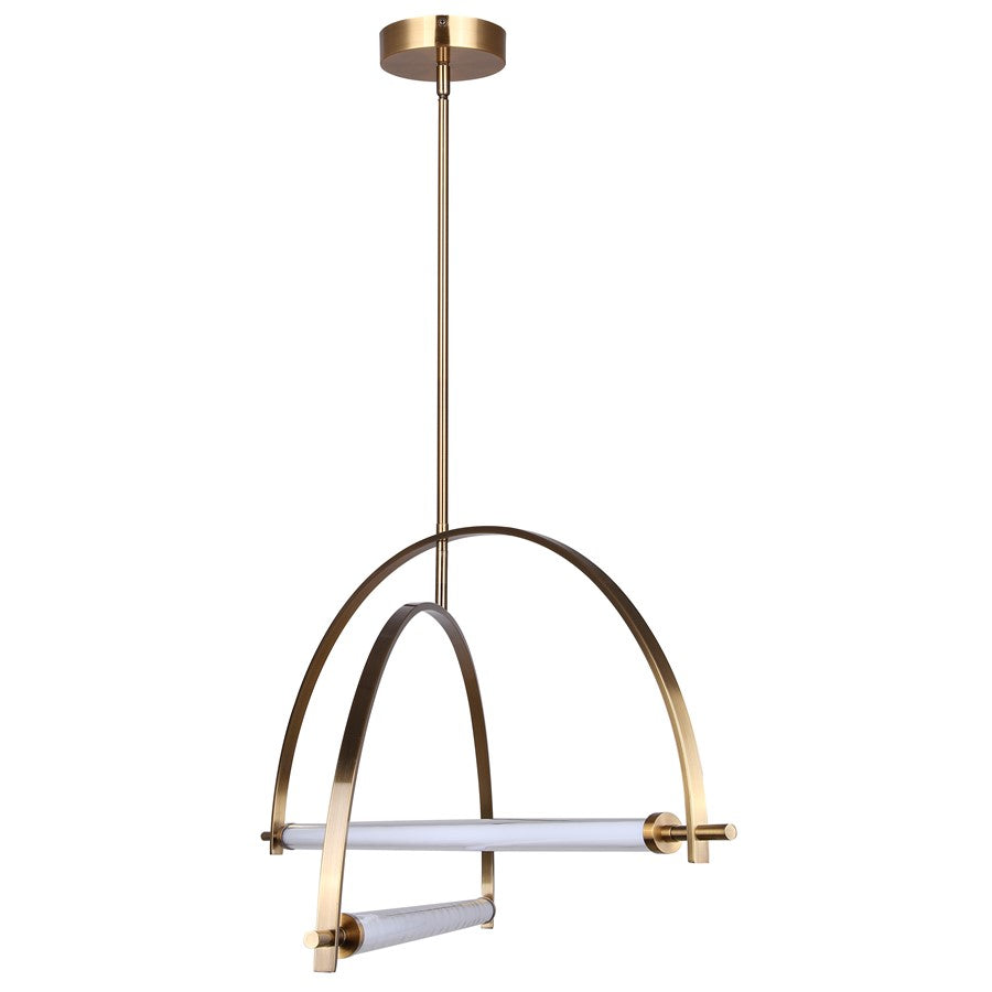 Canarm Keaton 33in 2-Light LED Chandelier | Gold Steel | Dining Room & Living Room | 33.5 x 33.5 x 20 in | Model LCH319A02GD
