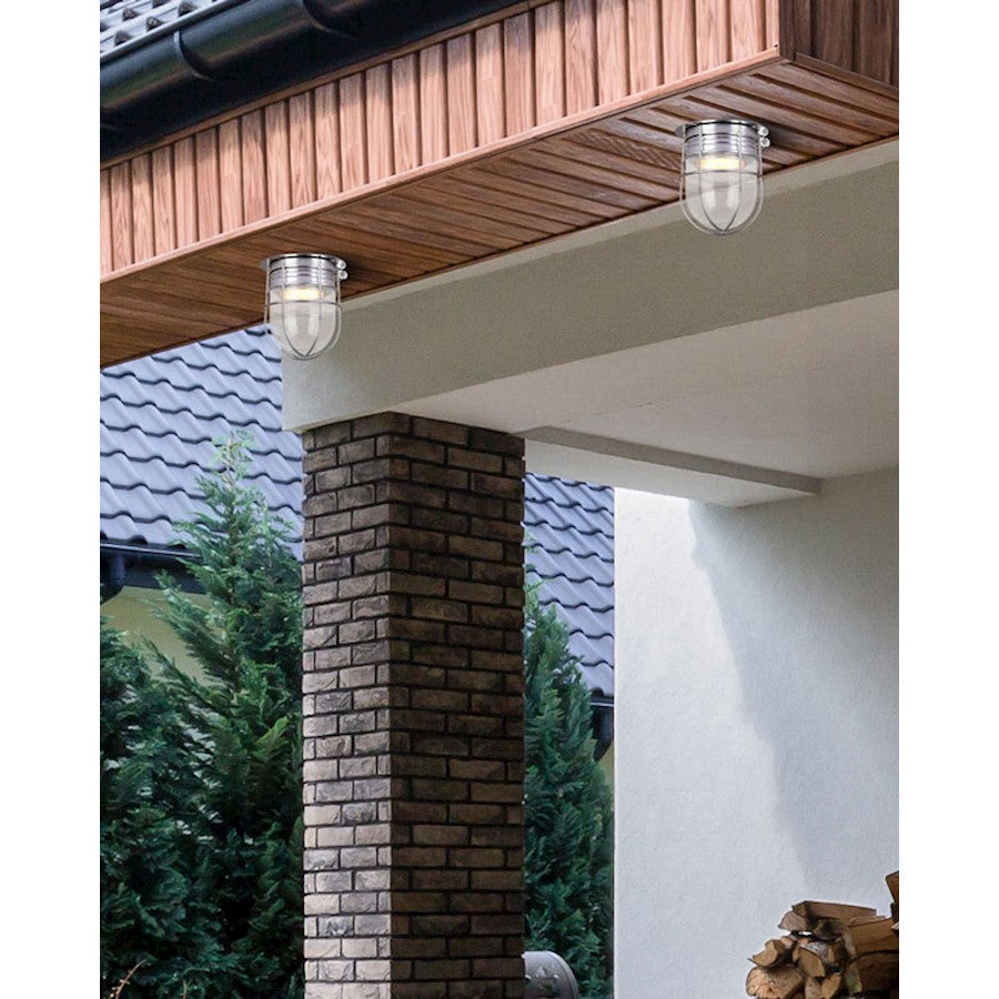 Canarm 5in 1-Light LED Outdoor Sconce | Grey and Clear Glass | Covered Patio & Entryway | 4.5 x 4.5 x 5 in | Model LCL161A04CWG