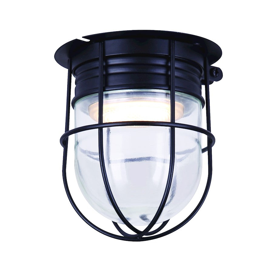 Canarm 5in 1-Light LED Outdoor Sconce | Black and Clear Glass | Covered Patio & Entryway | 4.5 x 4.5 x 5 in | Model LCL161A04CWGBK