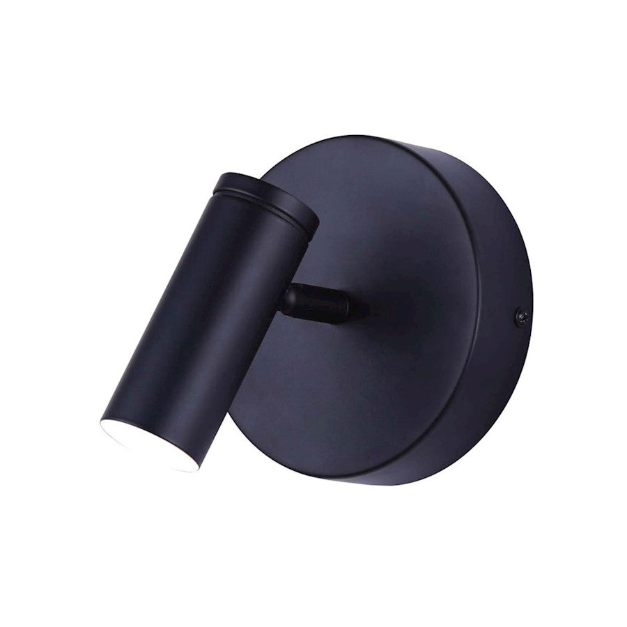 Canarm Kelby 5in 1-Light LED Track Ceiling | Matte Black Cylindrical Swivel Head | Kitchen & Hallway Accent | 5 x 5.5 in | Model LCW211A01BK