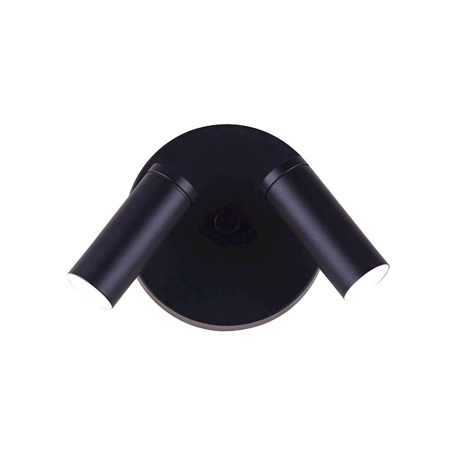 Canarm Kelby 6in 2-Light LED Track Ceiling | Matte Black Cylindrical Swivel Heads | Kitchen & Hallway Accent | 6 x 5.5 in | Model LCW211A02BK