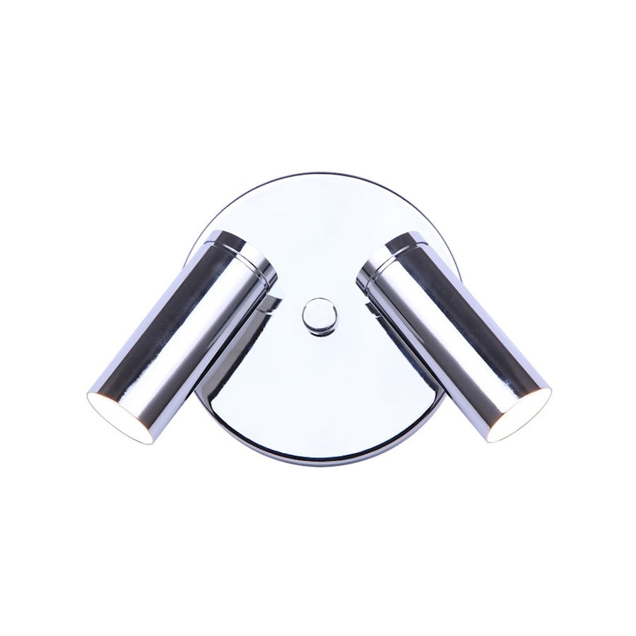 Canarm Kelby 6in 2-Light LED Track Ceiling | Matte Chrome Cylindrical Swivel Heads | Kitchen & Hallway Accent | 6 x 5.5 in | Model LCW211A02CH