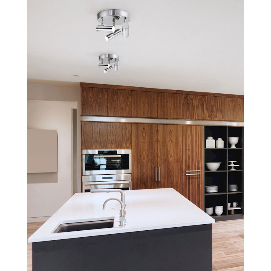 Canarm Kelby 3-Light LED Track Ceiling | Matte Chrome | Kitchen & Living Room Accent | 8in W x 6in H | Model LCW211A03CH