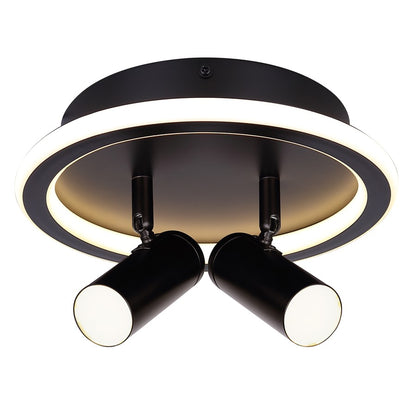 Canarm Denver 9in 2-Light LED Flush Mount | Modern Matte Black and Aluminum | Bedroom & Hallway | 9.5 x 9.5 x 5.75 in | Model LCW314A02BK