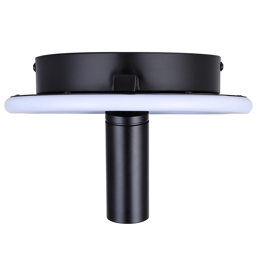 Canarm Denver 9in 2-Light LED Flush Mount | Modern Matte Black and Aluminum | Bedroom & Hallway | 9.5 x 9.5 x 5.75 in | Model LCW314A02BK