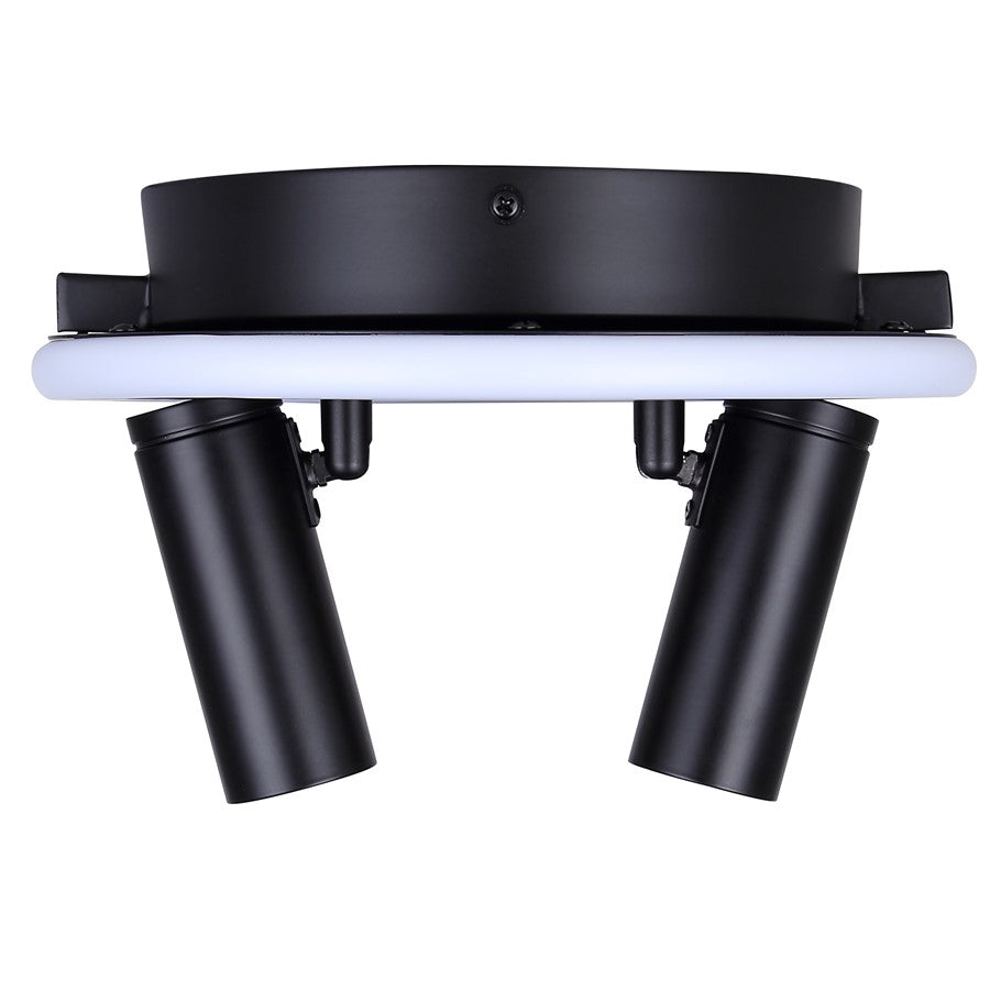 Canarm Denver 9in 2-Light LED Flush Mount | Modern Matte Black and Aluminum | Bedroom & Hallway | 9.5 x 9.5 x 5.75 in | Model LCW314A02BK