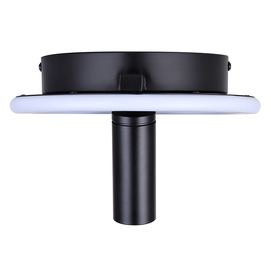 Canarm Denver 9in 2-Light LED Flush Mount | Modern Matte Black and Aluminum | Bedroom & Hallway | 9.5 x 9.5 x 5.75 in | Model LCW314A02BK