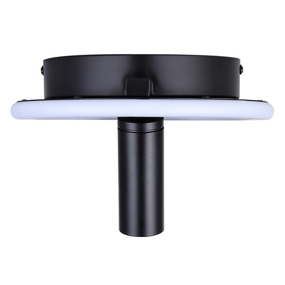 Canarm Denver 9in 2-Light LED Flush Mount | Modern Matte Black and Aluminum | Bedroom & Hallway | 9.5 x 9.5 x 5.75 in | Model LCW314A02BK