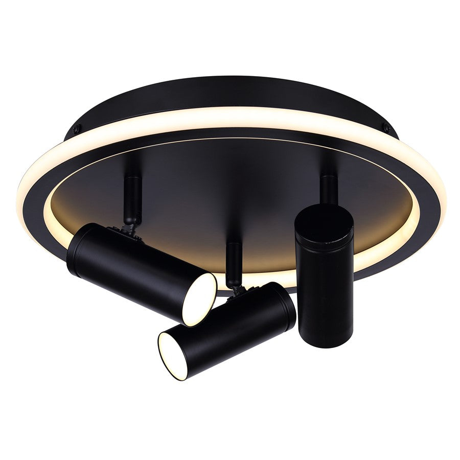 Canarm Denver 12in 3-Light LED Flush Mount | Modern Matte Black Steel and Aluminum | Bedroom & Hallway Ceiling Light | Model LCW314A03BK