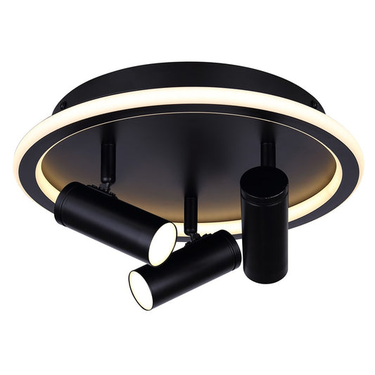 Canarm Denver 12in 3-Light LED Flush Mount | Modern Matte Black Steel and Aluminum | Bedroom & Hallway Ceiling Light | Model LCW314A03BK