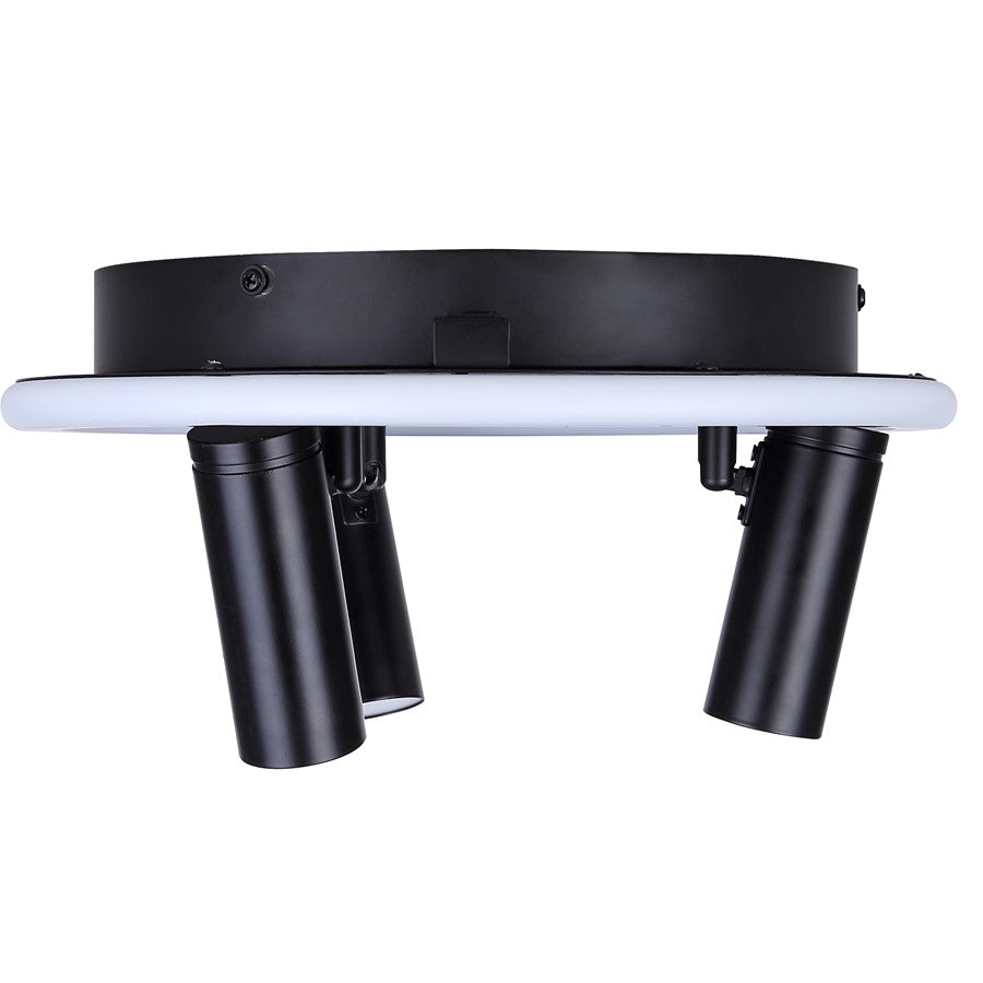 Canarm Denver 12in 3-Light LED Flush Mount | Modern Matte Black Steel and Aluminum | Bedroom & Hallway Ceiling Light | Model LCW314A03BK