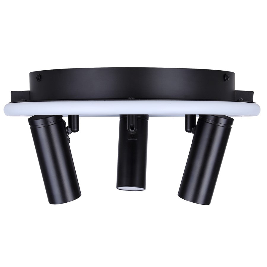 Canarm Denver 12in 3-Light LED Flush Mount | Modern Matte Black Steel and Aluminum | Bedroom & Hallway Ceiling Light | Model LCW314A03BK