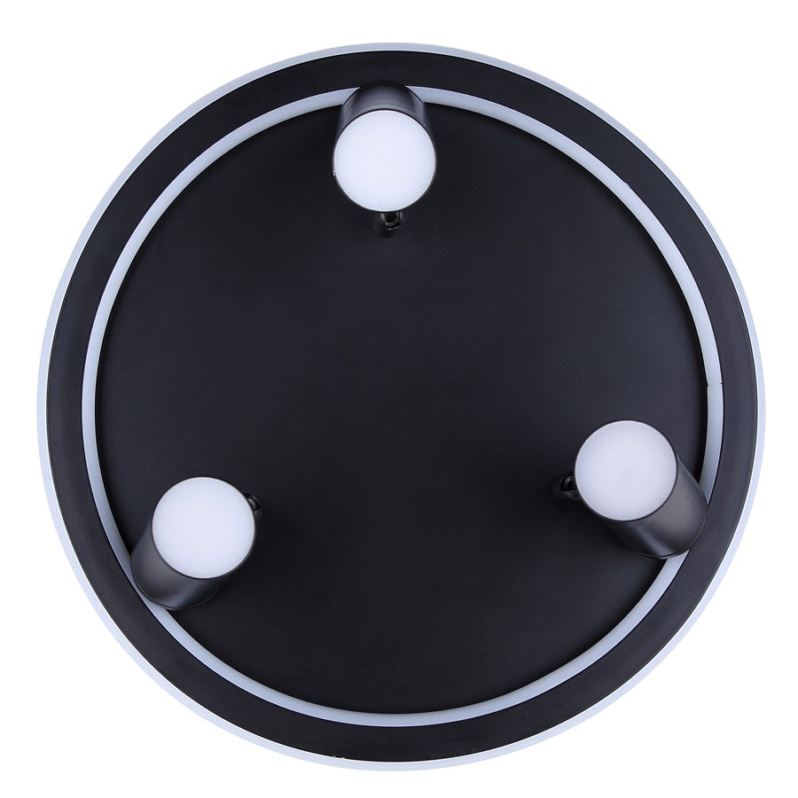 Canarm Denver 12in 3-Light LED Flush Mount | Modern Matte Black Steel and Aluminum | Bedroom & Hallway Ceiling Light | Model LCW314A03BK