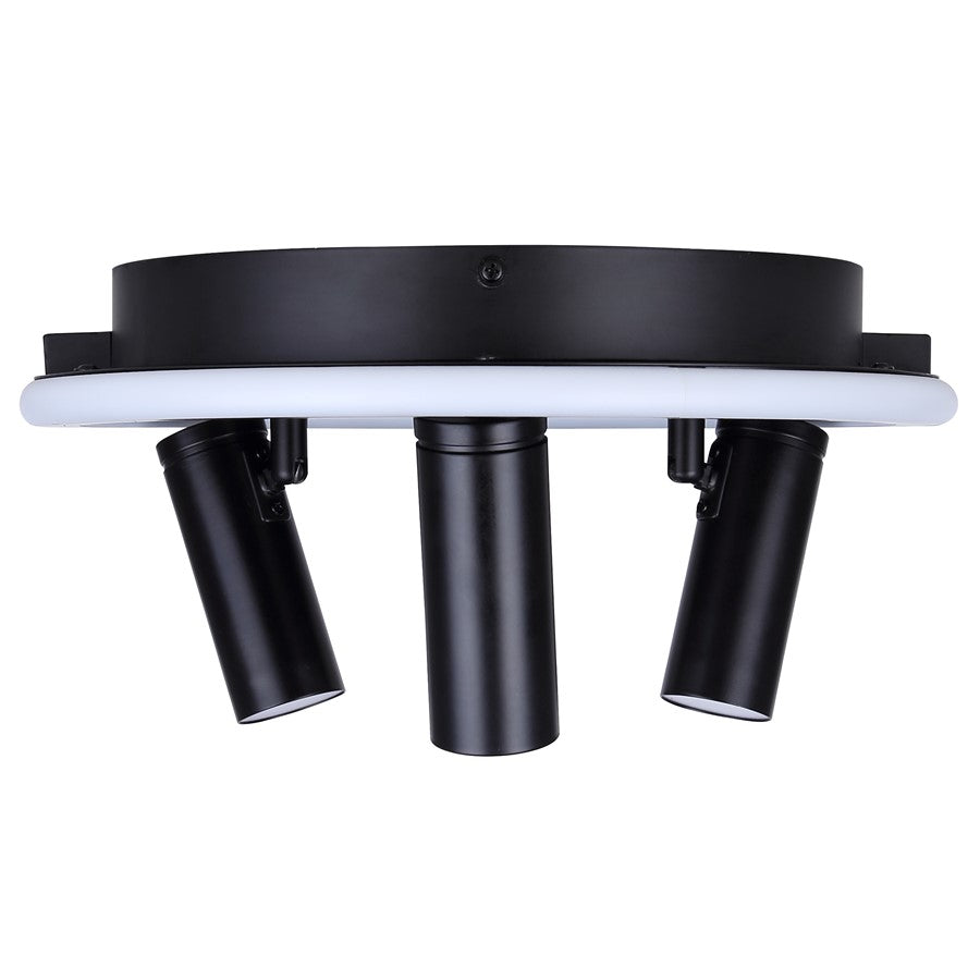 Canarm Denver 12in 3-Light LED Flush Mount | Modern Matte Black Steel and Aluminum | Bedroom & Hallway Ceiling Light | Model LCW314A03BK