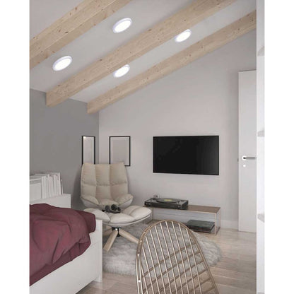 Canarm 7in LED Low Profile Disk Light | White Metal/Acrylic | Under Cabinet & Closet | 7 x 7 x 1 in | Model LED-7DLP-WT