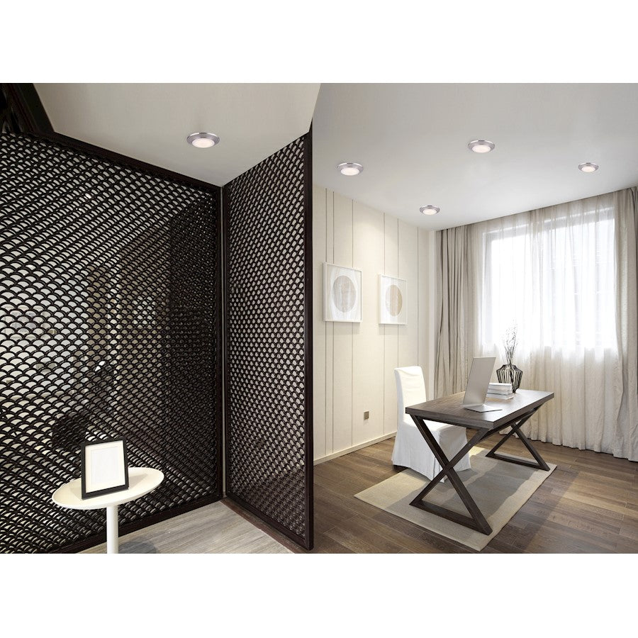 Canarm 4in LED Disk Light | Brushed Nickel Metal/Acrylic | Under Cabinet & Hallway Light | 630 Lumens, 3000K, Dimmable | Model LED-SM4DL-BN-C