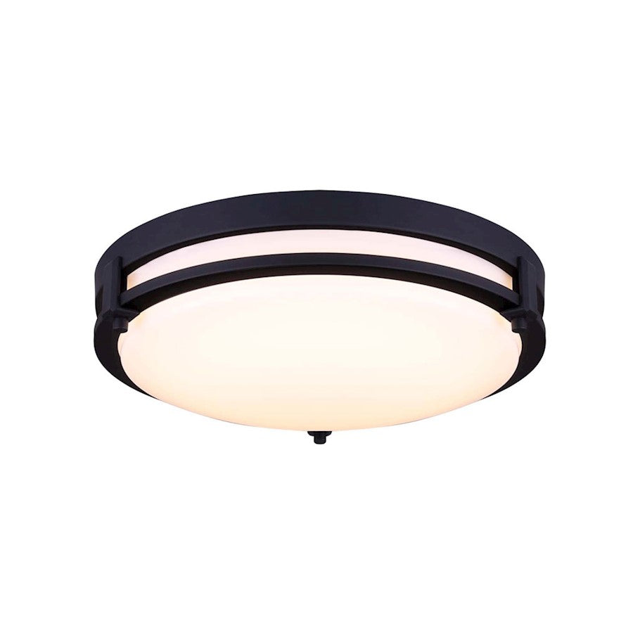 Canarm Gilda 13in 1-Light LED Flush Mount | Matte Black Metal | Bedroom & Living Room Ceiling | 19W Dimmable | Model LFM112A13BK