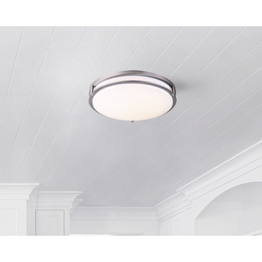 Canarm Gilda 12in 1-Light LED Flush Mount | Brushed Nickel Metal | Bedroom & Living Room Ceiling | 19W Dimmable | Model LFM112A13BN