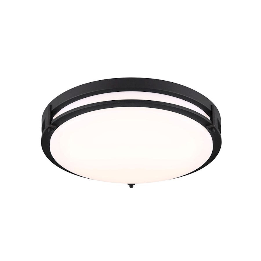 Canarm Gilda 16in 1-Light LED Flush Mount | Modern Matte Black Metal | Bedroom & Living Room Ceiling Light | 16 x 4.25 in | Model LFM112A16BK