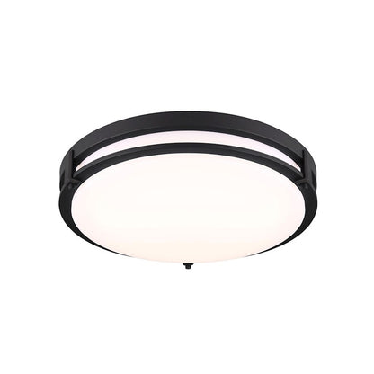 Canarm Gilda 16in 1-Light LED Flush Mount | Modern Matte Black Metal | Bedroom & Living Room Ceiling Light | 16 x 4.25 in | Model LFM112A16BK