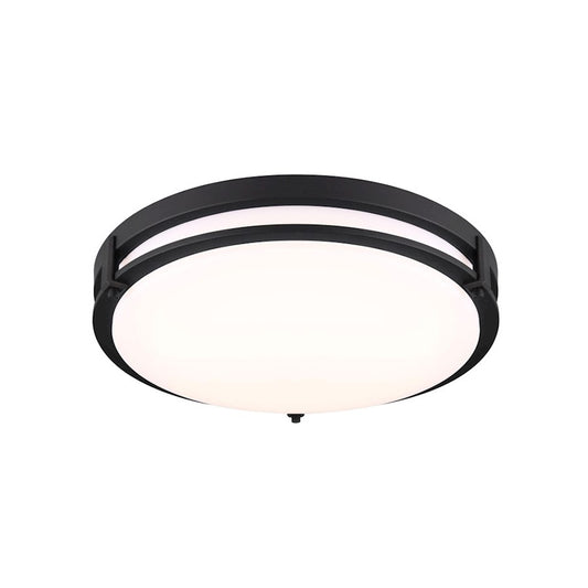 Canarm Gilda 16in 1-Light LED Flush Mount | Modern Matte Black Metal | Bedroom & Living Room Ceiling Light | 16 x 4.25 in | Model LFM112A16BK