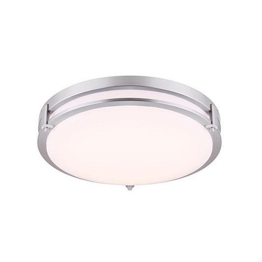 Canarm Gilda 16in 1-Light LED Flush Mount | Modern Brushed Nickel Metal | Bedroom & Living Room Ceiling Light | 16 x 4.25 in | Model LFM112A16BN