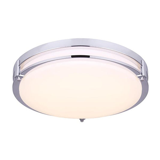 Canarm Gilda 16in 1-Light LED Flush Mount | Modern Chrome Metal | Hallway & Bedroom Ceiling Light | 16 x 16 x 4 in | Model LFM112A16CH