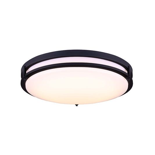 Canarm Gilda 19in 1-Light LED Flush Mount | Modern Matte Black Metal | Kitchen & Living Room Ceiling Light | 19 x 19 x 4 in | Model LFM112A19BK