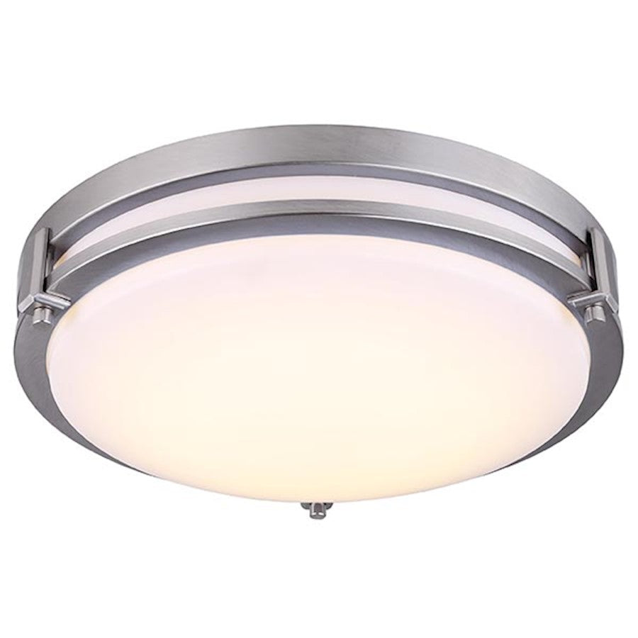 Canarm Gilda 19in 1-Light LED Flush Mount | Modern Brushed Nickel Metal | Bedroom & Hallway Ceiling Light | 19 x 19 x 4 in | Model LFM112A19BN