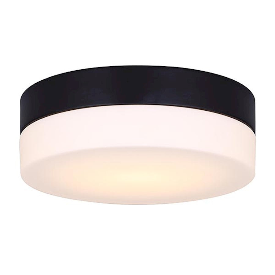 Canarm Jax 9in LED Flush Mount | Black and Flat Opal Glass | Hallway & Bathroom Ceiling Light | 9.37 x 3.12 in | Model LFM127A09BK