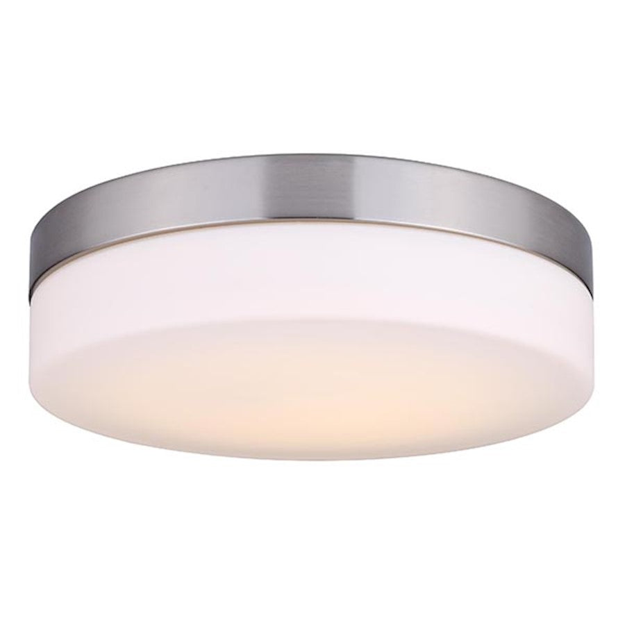 Canarm Jax 13in LED Flush Mount | Brushed Nickel and Flat Opal Glass | Hallway & Bathroom Ceiling Light | 13.12 x 3.87 in | Model LFM127A14BN
