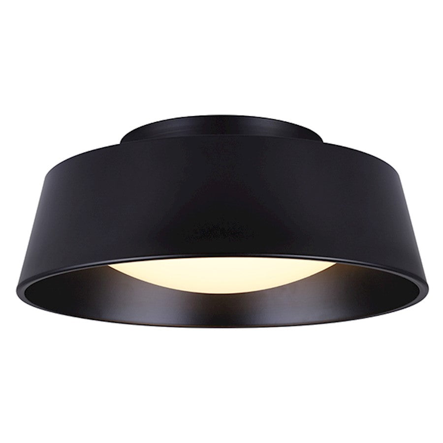 Canarm Dion 14in LED Flush Mount | Matte Black Acrylic | Hallway & Bathroom Ceiling Light | 1000 Lumens, 3000K, Dimmable | Model LFM131A14BK