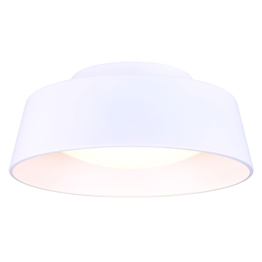Canarm Adira 14in LED Flush Mount | White Metal and Acrylic | Hallway & Bathroom Ceiling Light | 1000 Lumens, 3000K, Dimmable | Model LFM177A14WH