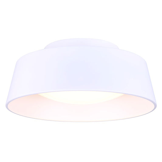 Canarm Adira 14in LED Flush Mount | White Metal and Acrylic | Hallway & Bathroom Ceiling Light | 1000 Lumens, 3000K, Dimmable | Model LFM177A14WH