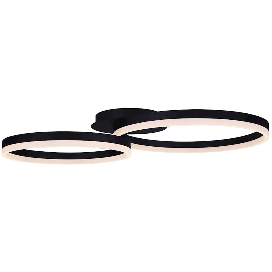 Canarm Jaxton 33in LED Flush Mount | Modern Matte Black | Hallway & Bedroom Ceiling Light | 33 x 20 x 6 in | Model LFM183A30BK