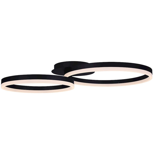 Canarm Jaxton 33in LED Flush Mount | Modern Matte Black | Hallway & Bedroom Ceiling Light | 33 x 20 x 6 in | Model LFM183A30BK