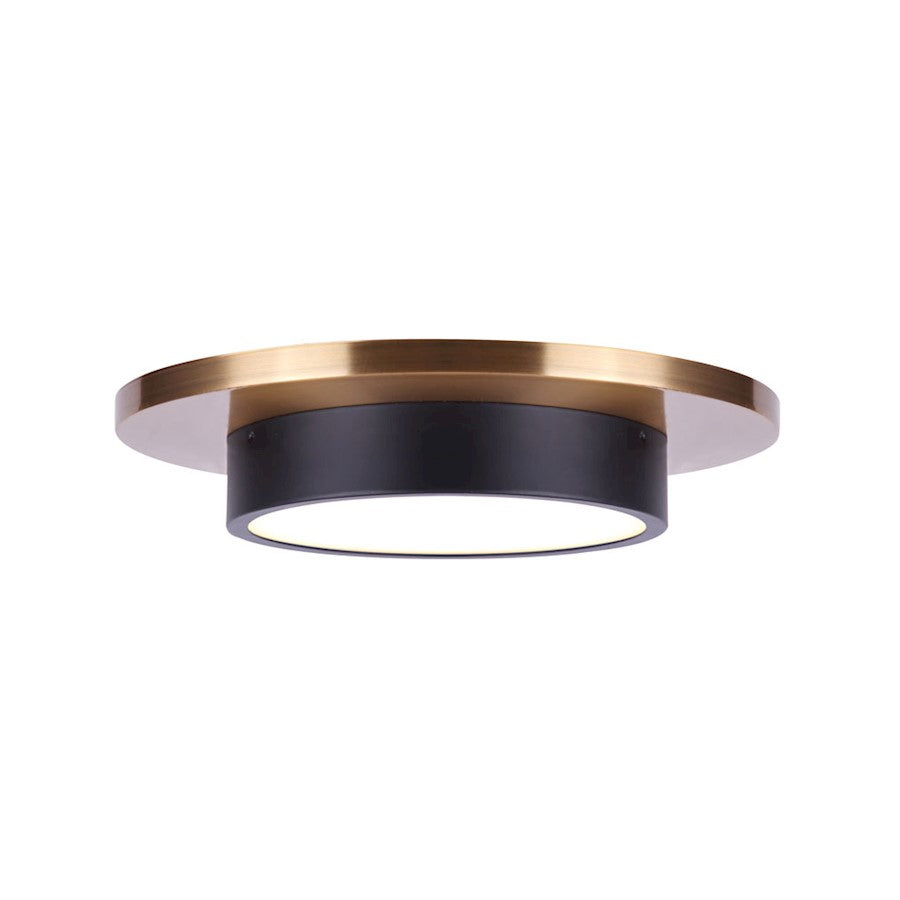 Canarm Modi 12in LED Flush Mount | Modern Matte Black and Gold | Kitchen & Bathroom Ceiling Light | 12 x 12 x 2 in | Model LFM212B12BKG