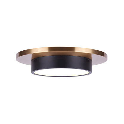 Canarm Modi 12in LED Flush Mount | Modern Matte Black and Gold | Kitchen & Bathroom Ceiling Light | 12 x 12 x 2 in | Model LFM212B12BKG