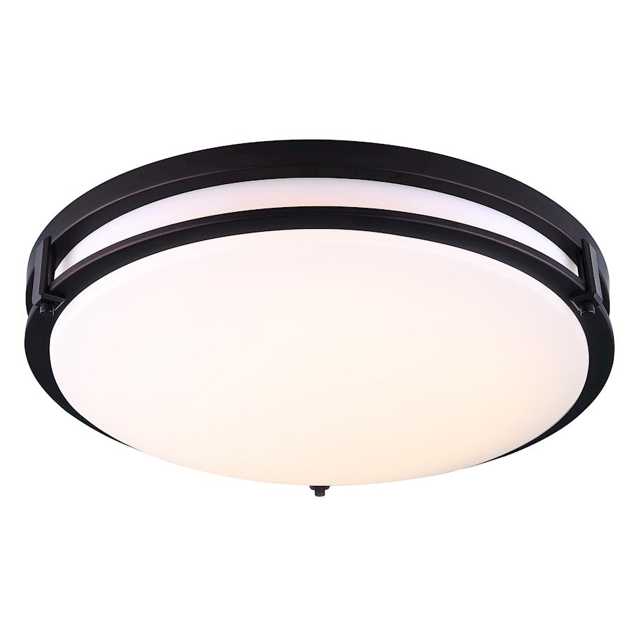 Canarm Gilda 19in LED Flush Mount | Modern Oil Rubbed Bronze and White Acrylic | Kitchen & Bathroom Ceiling Light | Model LFM228A19ORB