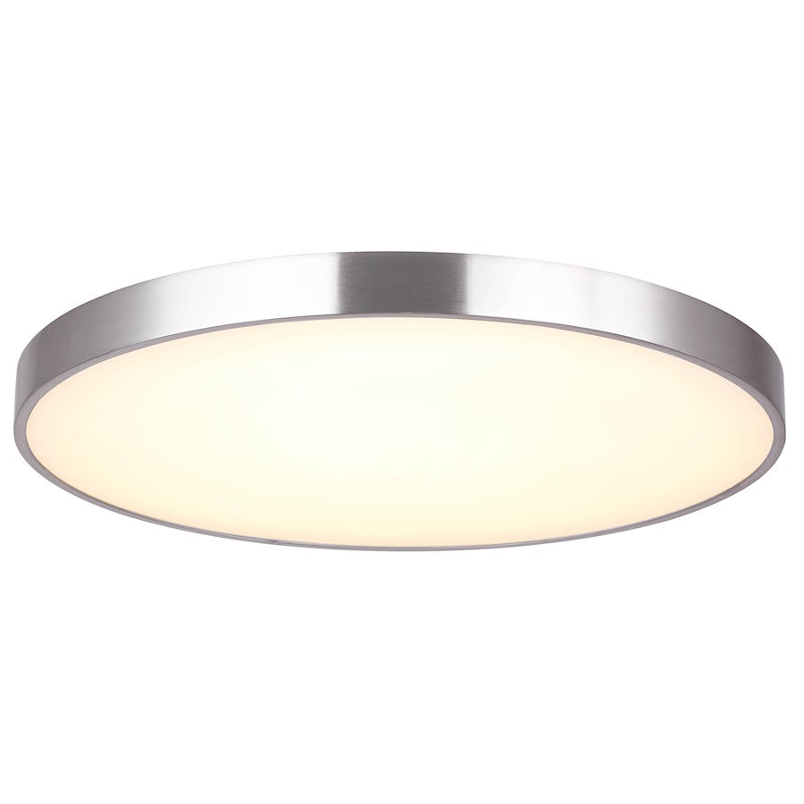 Canarm Lenox 18in LED Flush Mount | Modern Brushed Nickel and White Acrylic | Hallway & Bedroom Ceiling Light | 17.75 x 2.5 in | Model LFM230A18BN