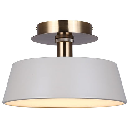 Canarm Jessa 13in LED Flush Mount | Modern Matte Gray and Gold Metal | Bedroom & Kitchen Ceiling Light | 12.75 x 12.75 x 8.13 in | Model LFM263A13GYG