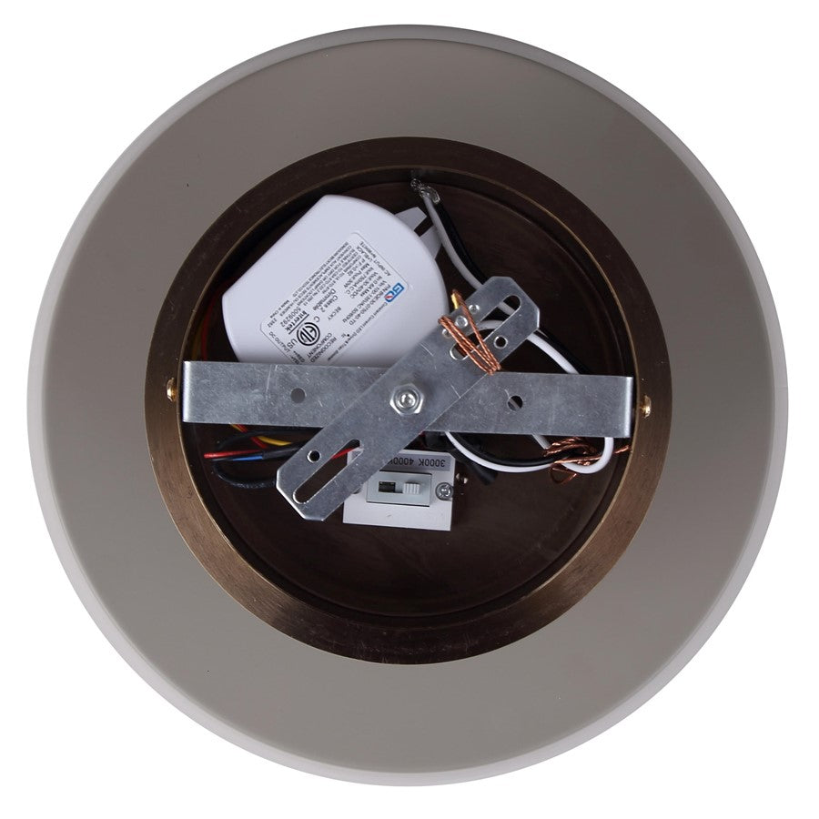 Canarm Jessa 13in LED Flush Mount | Modern Matte Gray and Gold Metal | Bedroom & Kitchen Ceiling Light | 12.75 x 12.75 x 8.13 in | Model LFM263A13GYG